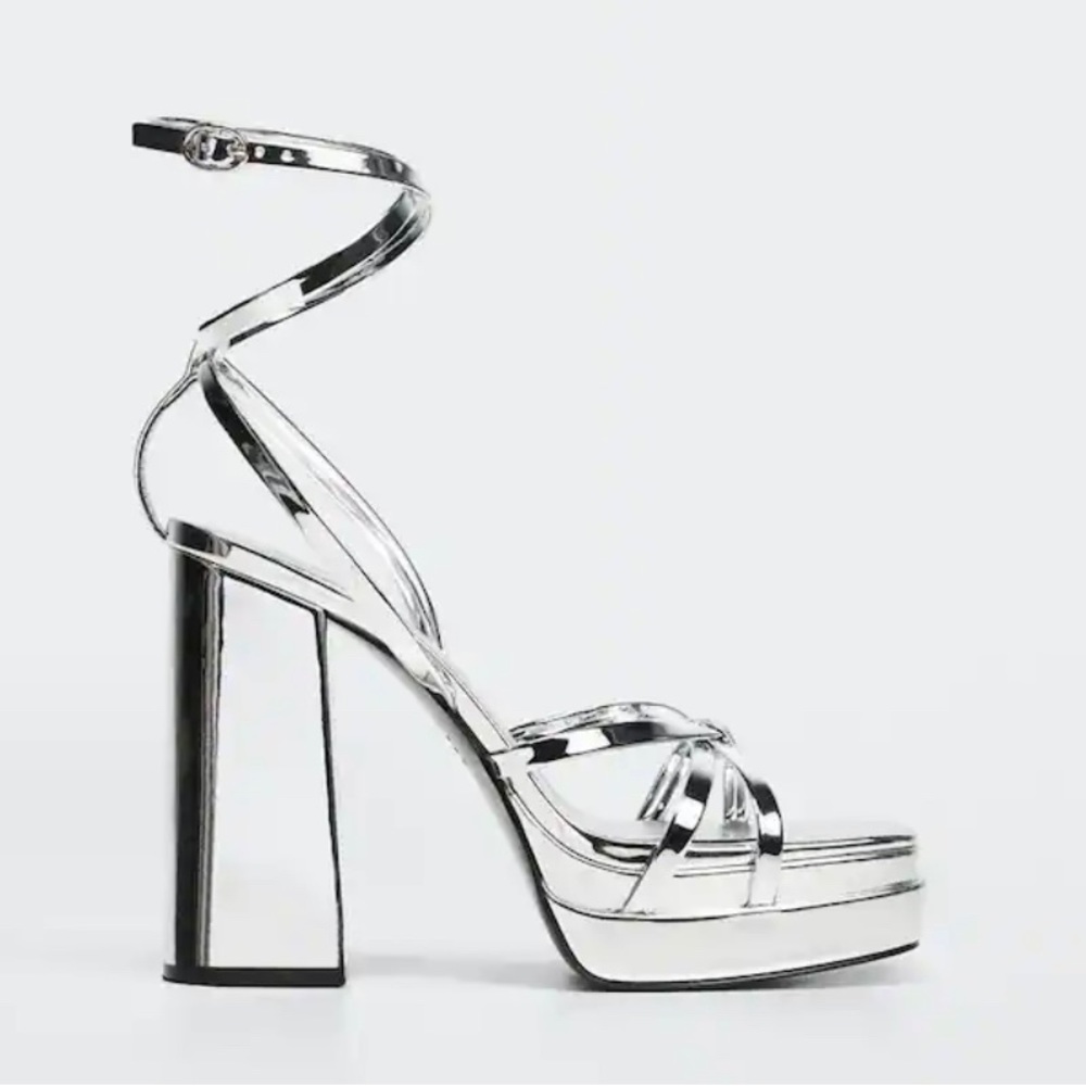NWT Mango Metallic Platform Sandal